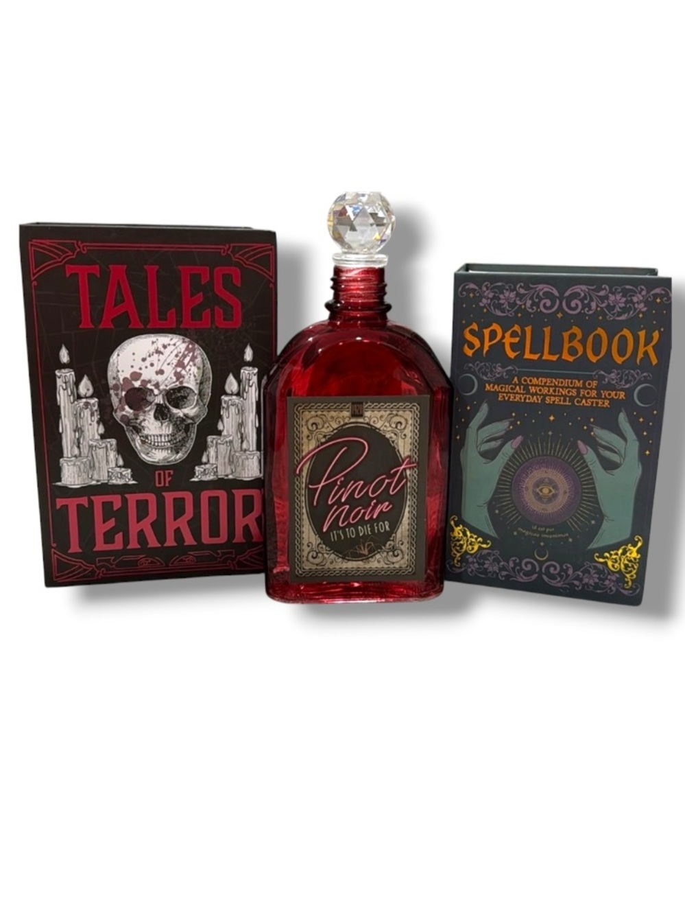 Halloween Bundle Pinot Noir Bottle Tales of Terror Spell Book Goth Home Decor